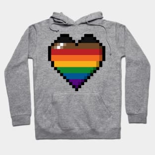 Inclusive Rainbow Pixel Heart Hoodie